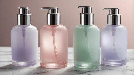 Trending Pastel Skincare Bottles on White Marble