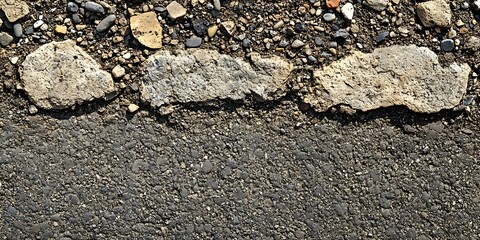 Fototapeta premium Stone border on asphalt road