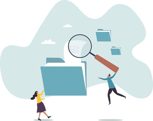 Document, content or research paper, documentation file folder storage, report or paperwork,. character for design