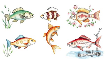 Colorful Fish Illustration Aquatic Life Marine Animals Underwater World