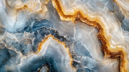 Obraz premium Abstract blue, grey, and gold onyx marble texture.