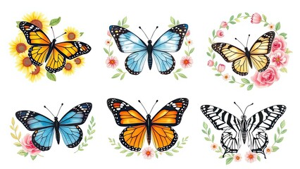Beautiful Butterflies Flowers Spring Nature Designs