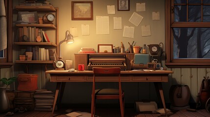 leather home office illustration