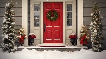 Fototapeta premium red visit front door