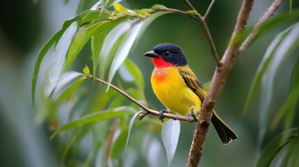 Vibrant Yellow-rumped Cacique Perched on a Branch