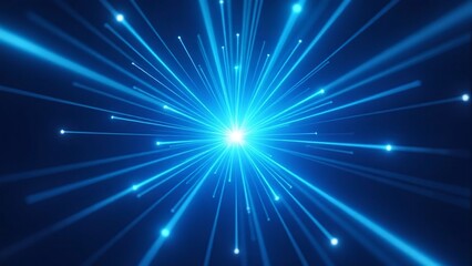 Naklejka premium Vibrant Blue Rays of Light Radiating from a Central Point in Space