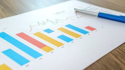 Business Analytics Report: Colorful Bar and Line Graphs on Paper