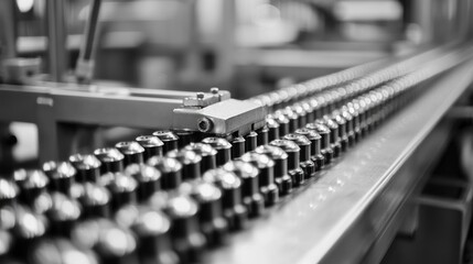 Obraz premium Industrial Manufacturing Process: Close-up of Automated Production Line