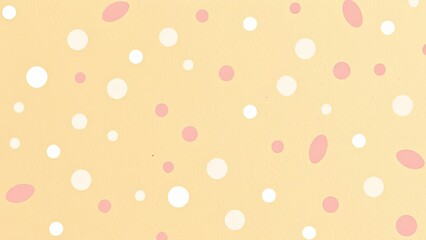 Pastel Pink White Circles on Yellow Background Abstract Seamless Pattern Design