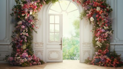 Fototapeta premium floral open door background
