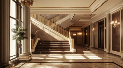 Fototapeta premium Professional Image of a Staircase in a Residential Building for Architectural and Interior Design Content