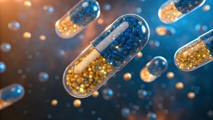Futuristic Medicine Concept with Advanced Pharmaceutical Capsules
