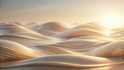 Abstract Beige Undulating Landscape at Golden Hour A Serene, Textured Scene of Smooth, Flowing Curves