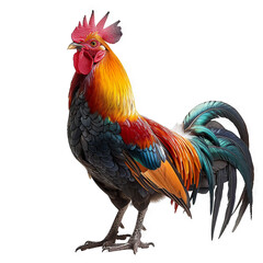 Fototapeta premium Magnificent Rooster: A Vivid Portrait of a Colorful Gamefowl