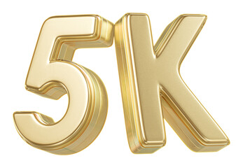 5K Follower Golden Number 3D Render
