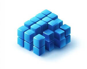 Obraz premium Abstract 3D blue cubes forming a structure.