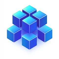 Obraz premium Abstract 3D blue cubes, geometric structure.