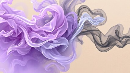 Abstract Purple and Gray Swirling Fabric Flowing Silk Elegant Design Soft Textures Background Image