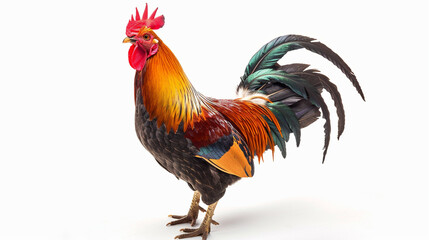 rooster isolated on white background on an isolated white background, object focused, png, stock image, hd quality,