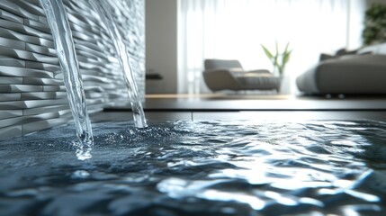 A close-up of a modern glass partition keeping the dry area water-free.