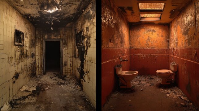 A comparison of a well-ventilated vs. poorly ventilated bathroom environment.