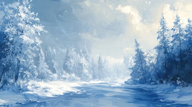 Winter Painted Background: Ideal for Seasonal Designs and Creative Projects
