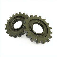 Ingranaggio d'argento su sfondo bianco. Lavorare in team. Essere parte di una macchina più grande.