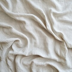 Fototapeta premium Soft and elegant white linen fabric draped gracefully on a surface with natural light