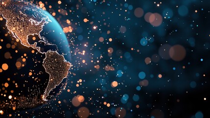 A dynamic world map where dots pulsate and change color based on real time data feeds, visualizing global events, social media activity, or financial market fluctuations.