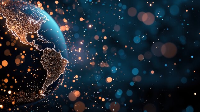 A dynamic world map where dots pulsate and change color based on real time data feeds, visualizing global events, social media activity, or financial market fluctuations.