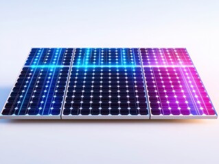 Glowing 3D Illustration of AI Powered Solar Panel Design