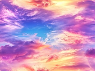 Obraz premium Colorful Sky with Vibrant Clouds During Golden Hour Sunset