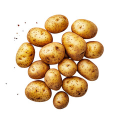A Pile of Fresh Potatoes with Smooth Golden Brown Skin Isolated on Transparent Background
