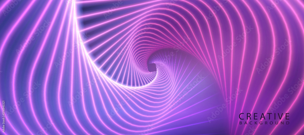 Poster Abstract vector background Glowing pink and purple lines form an abstract tunnel with visual depth. Dynamic background for digital projects and design.