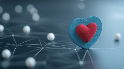 A chat bubble with a beating heart animation, emphasizing the excitement and emotional connection of online communication.