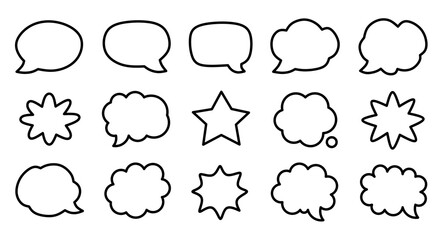 Set of vector speech bubble labels. Retro color special offer design elements, chat emblem, black callout