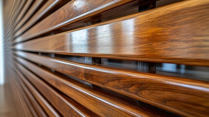 Obraz premium Elegant Wooden Slats with Glossy Finish in Modern Interior Design