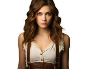 Young Woman Smiling Bravely Isolated on Transparent Background