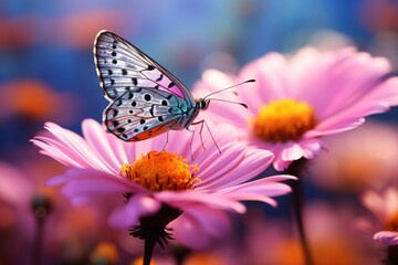 butterfly on pink flower