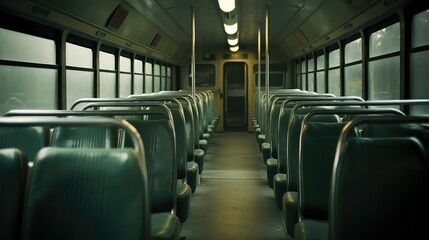 Fototapeta premium somber blurred school bus interior