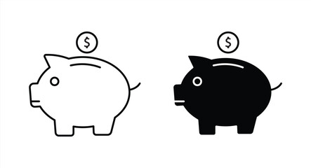 Money piggy bank icon symbol. Illustration design image with dollar currency