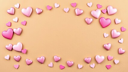 Romantic Pink Hearts Frame Valentine s Day Background Love Romance