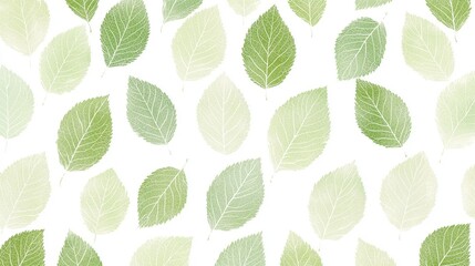 Olive Green Leaf Pattern on White Background