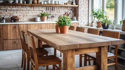 Obraz premium rustic wooden dining table