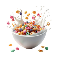 A Fluffy 3D Cartoon Bowl of Cereal Isolated on Transparent Background