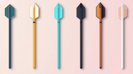 Seven Pixel Art Spears  Colorful Geometric Weapon Designs