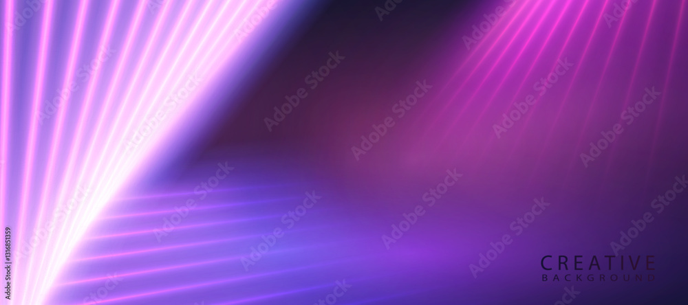 Poster Abstract vector background Glowing pink and purple lines form an abstract tunnel with visual depth. Dynamic background for digital projects and design.