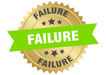 failure. failure round green and gold label isolated on transparent background