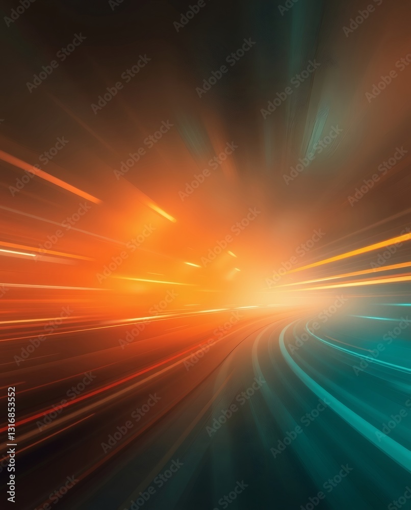 Poster abstract background with speed motion effect, light trails and radial blur, creating a sense of energy and rapid movement