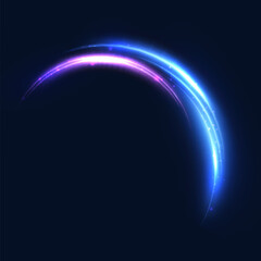 Bright blue glow rays light trace bright motion. Glowing bright swirl for game interface design and illustrations. Vector